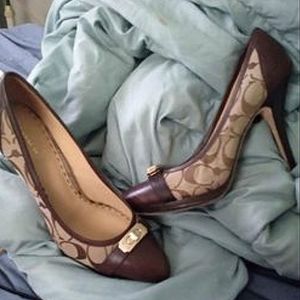 Tan Coach heels. 8.5